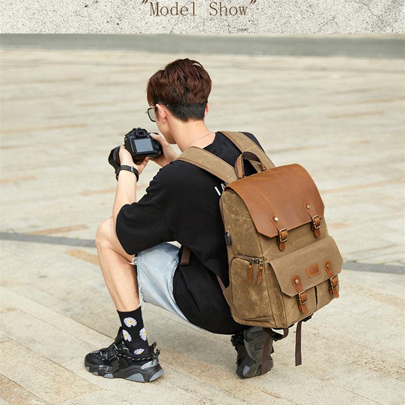 Backpack Camera Bag Waterproof Anti-theft Large Capacity DSLR Photo Bag Batik Canvas Camera Lens Bag for Canon Nikon Sony Drone