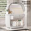 Kitchen Dish Drainer with Cover Storage Box for Bowls Plates Utensils Household Organizer Rack