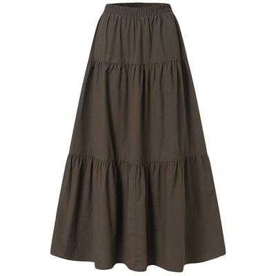 Jarní Léto Dámská sukně Peplum Ležérní Dlouhá sukně Hladká sukně Vintage styl skládaná poloviční sukně