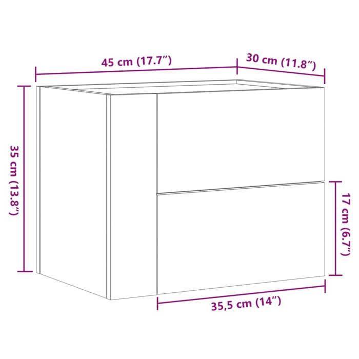 VidaXL Table de chevet murale chêne marron 45x30x35 cm 848337