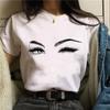 Heißes Harajuku Glänzendes Wimpern Grafik T-Shirt Damen Lidschatten Grunge T-Shirt Mode T-Shirt Ullzang Oberteil Tee Weiblich Kleidung Damen