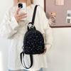 Casual Adjustable Shoulder Strap Crossbody Bag Corduroy Bow Pattern Mini Rucksack Lightweight Travel Backpack Women
