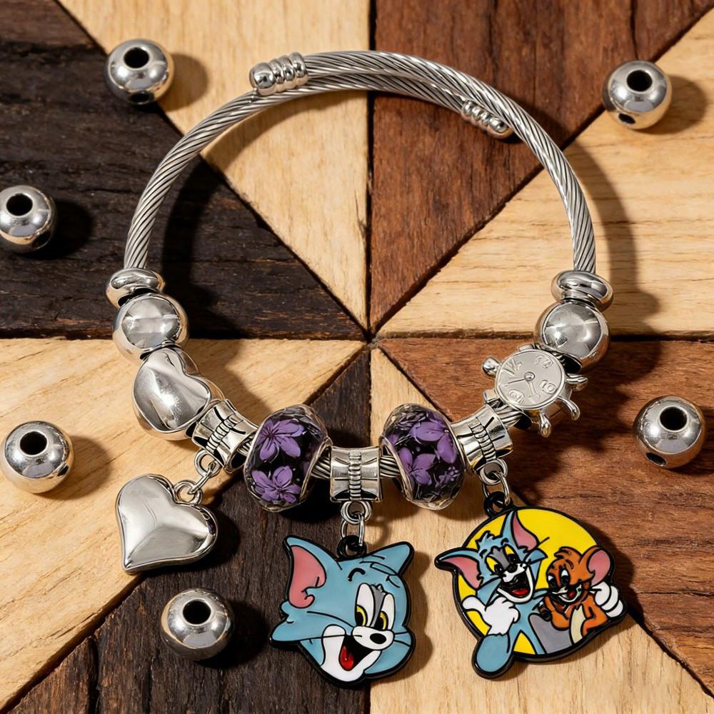 Tom And Jerry Cartoon Character Zinc Alloy Bracelets For Men And Women