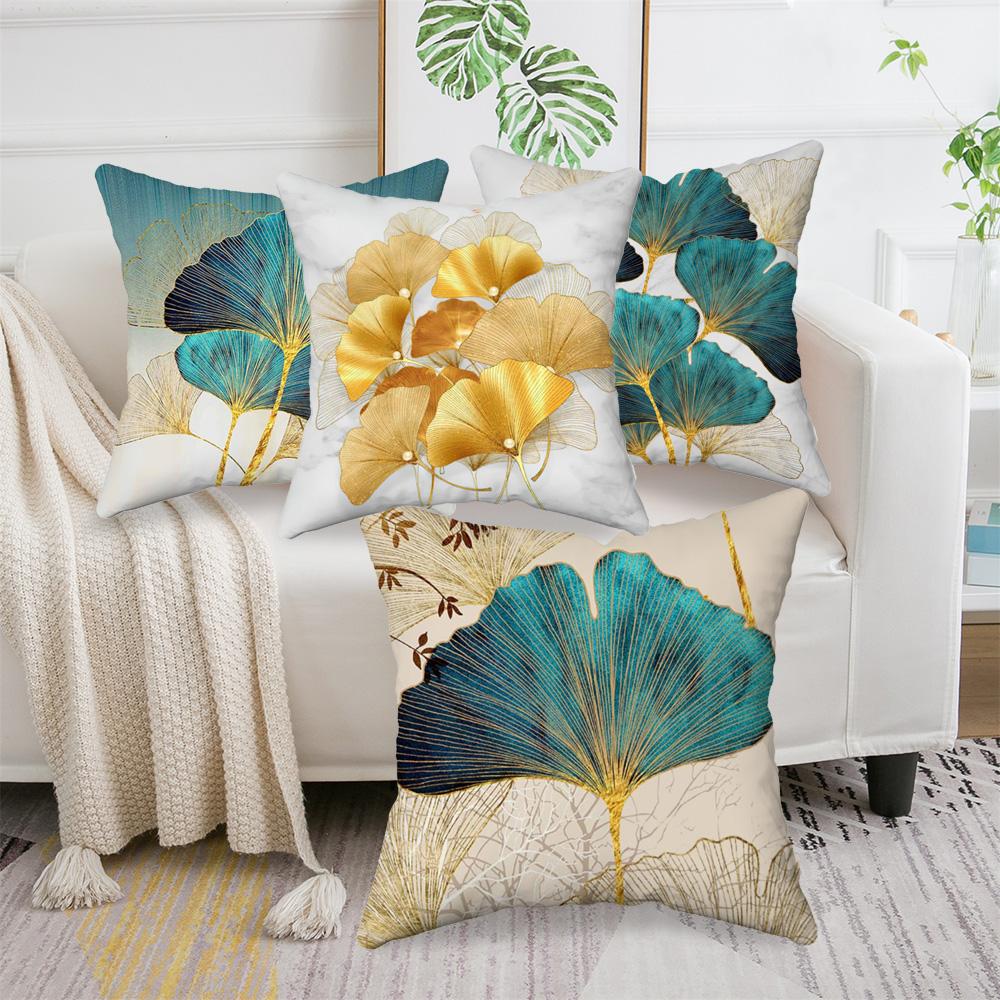 1 Stück Kissenbezug mit Ginkgoblätter-Druck Weicher und gemütlicher Kissenbezug 45x45cm Einseitig