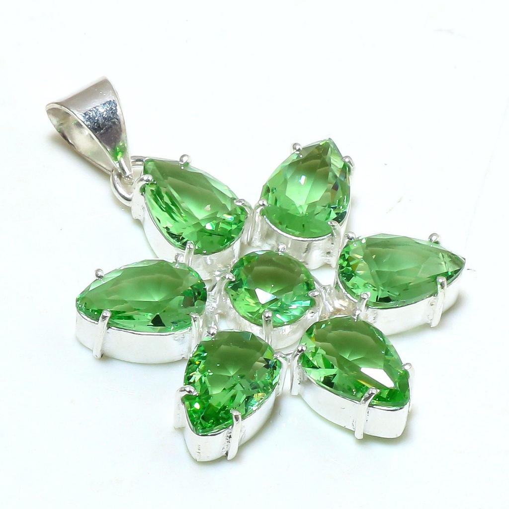 925 Sterlingsilber Grüner Amethyst Edelstein Handgefertigter Anhänger Schmuck Sternanhänger Schmuck Anhänger Schmuck Für Mädchen Frau Kinder