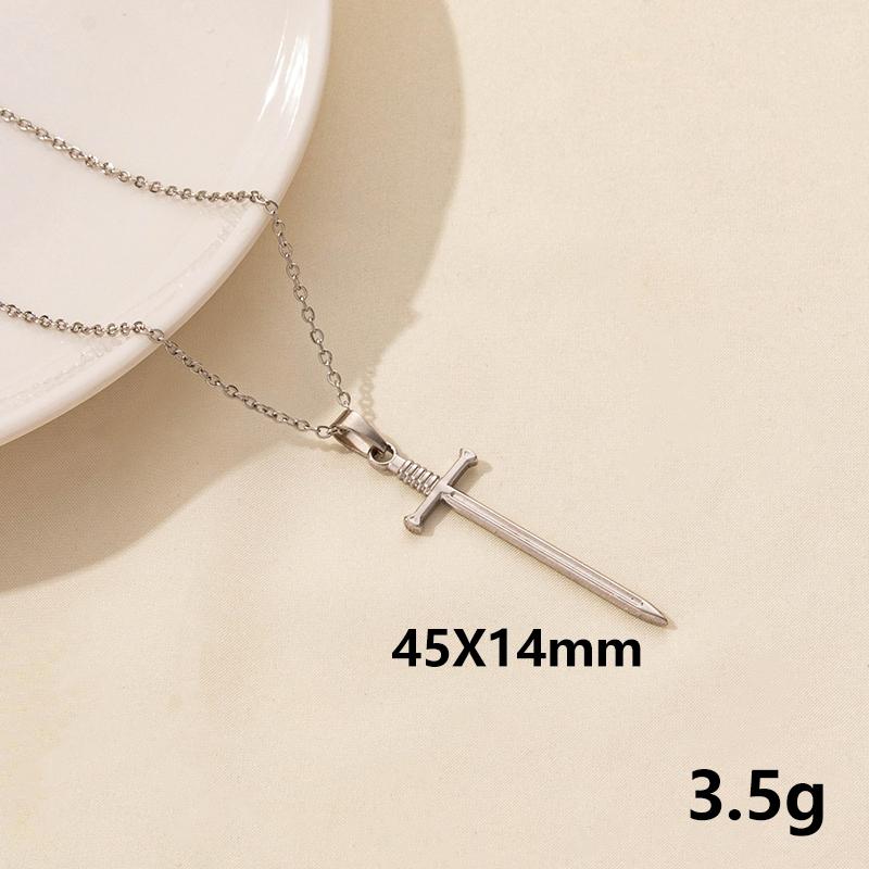 

Sword Pendant Necklace Link Chain Fashion Vintage Jewelry On The Neck Decor Stainless Steel Necklaces For Women Men Choker Gift