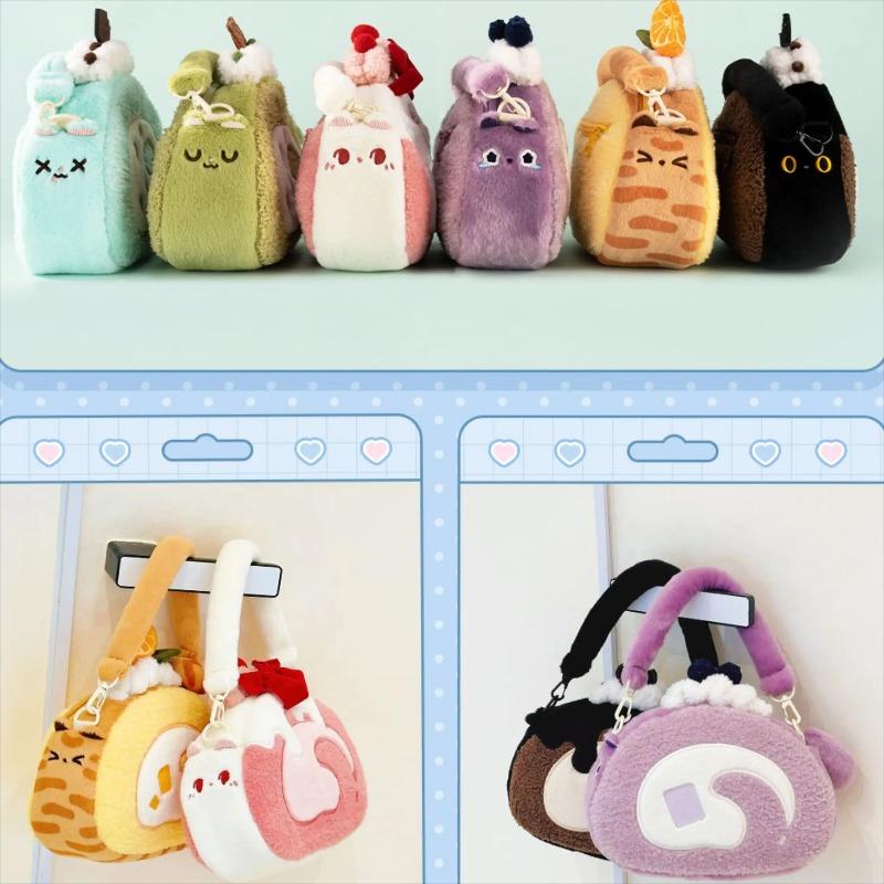 Borsa a tracolla in peluche Lolita carina Borsa a tracolla morbida e dolce con animale imbottito Borsa a mano versatile Kawaii per ragazze