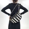Women'S Minimalist Mesh Striped Crossbody Bag Multi-Layer Separation Lightweight Shoulder Handbag