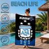 Custom Name Beach Towel Argen-tina Football Crest Microfiber Beach Towel, Lightweight for Summer Travel, Swimming Pool Fan Birthday Gift