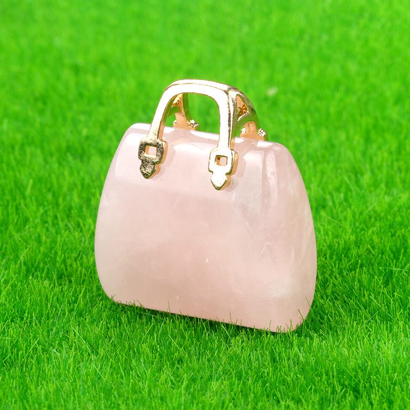 Natural Stone Carved Mini Bag Reiki Healing Crystal Handbag Shape Palm Worry Stones Chakra Balancing Gifts