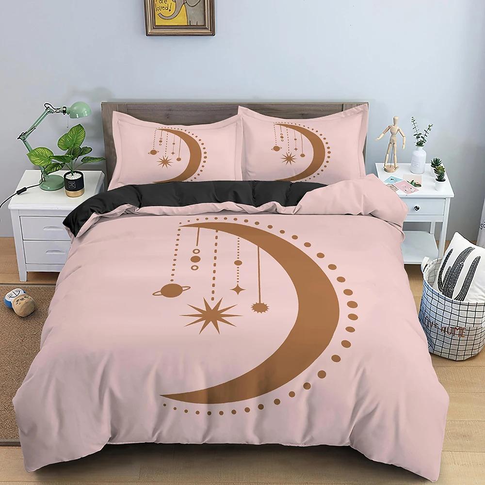 Psychedelic Duvet Cover Set Moon Sun Hand Bedding Set Personalized Polyester Comforter Cover Queen King Full Size for Boys Teens