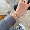 Square Pendant Double Layer Bracelet - 18K Gold Plated Titanium Steel, Fashionable European & American Good Luck Chain for New Year.