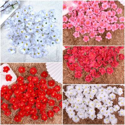 100PCS Multicolor Peach Blossom Artificial Flower Heads Dia.5cm DIY Simulation Flower Silk Petals Accessories Faux Flower