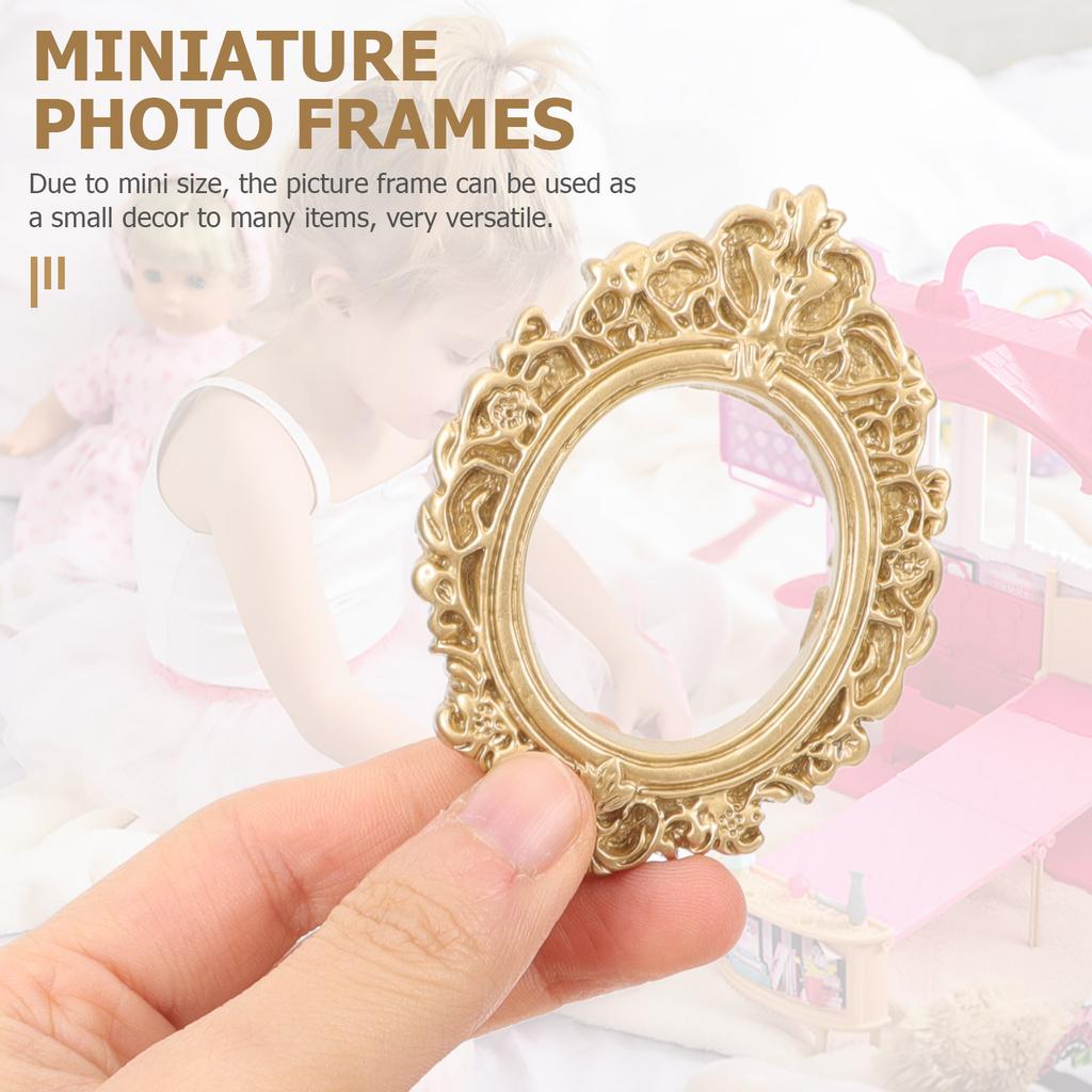 10pcs DIY Mini Photo Frames Resin Crafts Phone Case Decor Vintage Oval Photo Frame Vintage Picture Frame DIY Jewelry Accessories