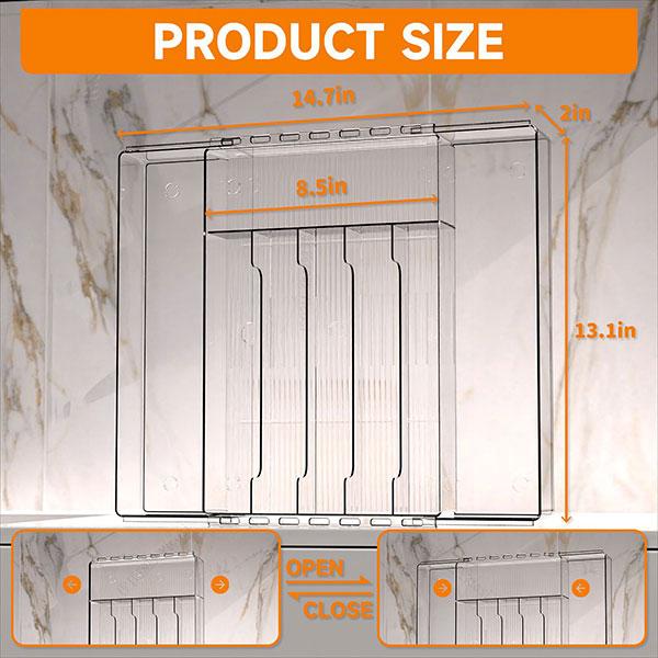Expandable Kitchen Utensil Drawer Organizer Transparent Acrylic Cutlery Organizer Clutter Divider Drawer Silverware Organizers