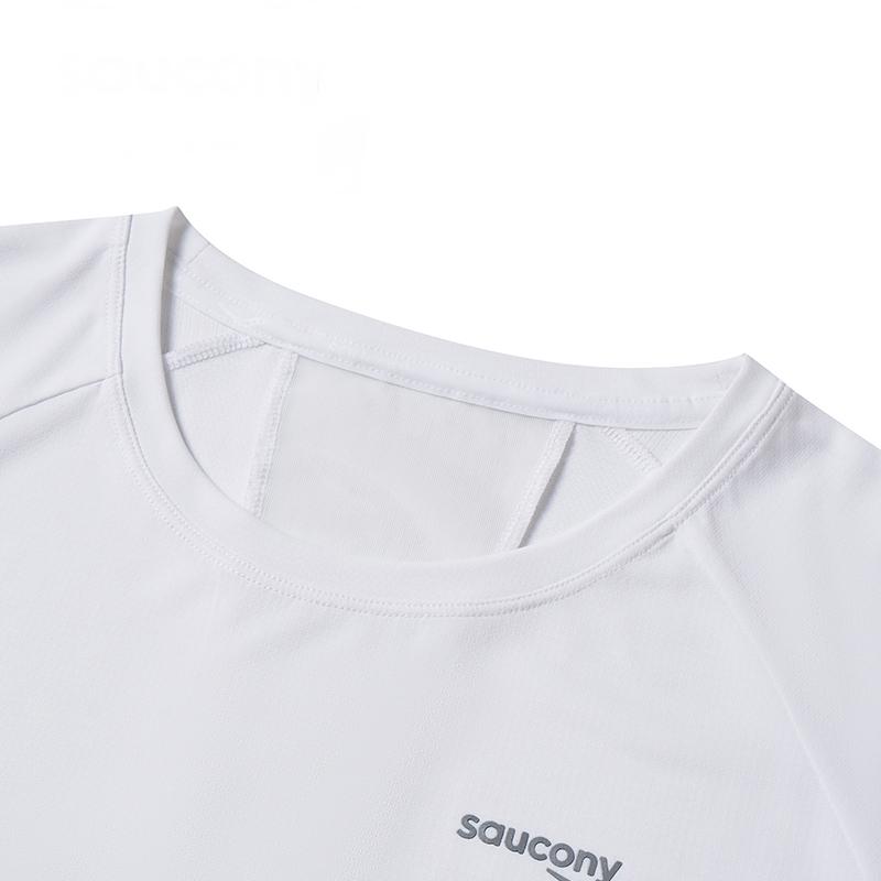 SAUCONY Solid Color Round Neck Pullover Short Sleeve T-Shirt Women Tops Pearl-White SC1230008DY-WT02