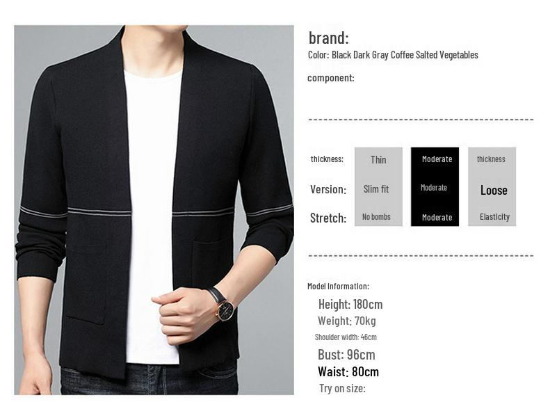 Men's Slim-Fit Knitted Cardigan - Korean Style Fashionable Long Sleeve Sweater Jacket for Spring/Autumn 2025.