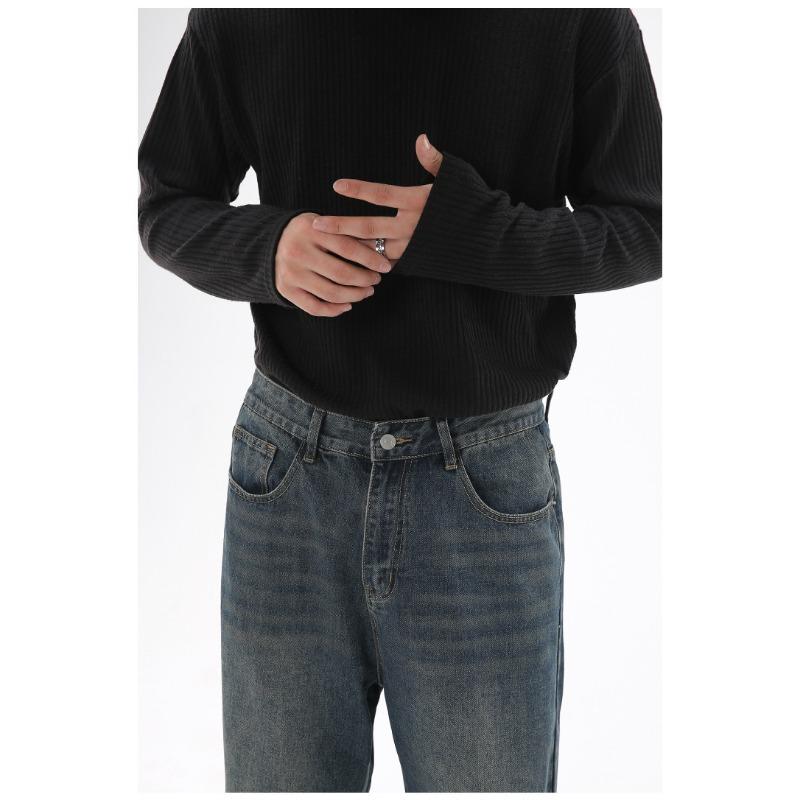 Versatile Long Trousers Washed and Old Denim Blue Loose Straight Casual Pants Straight Loose Jeans for Men Fashionable and Comfortable Pants