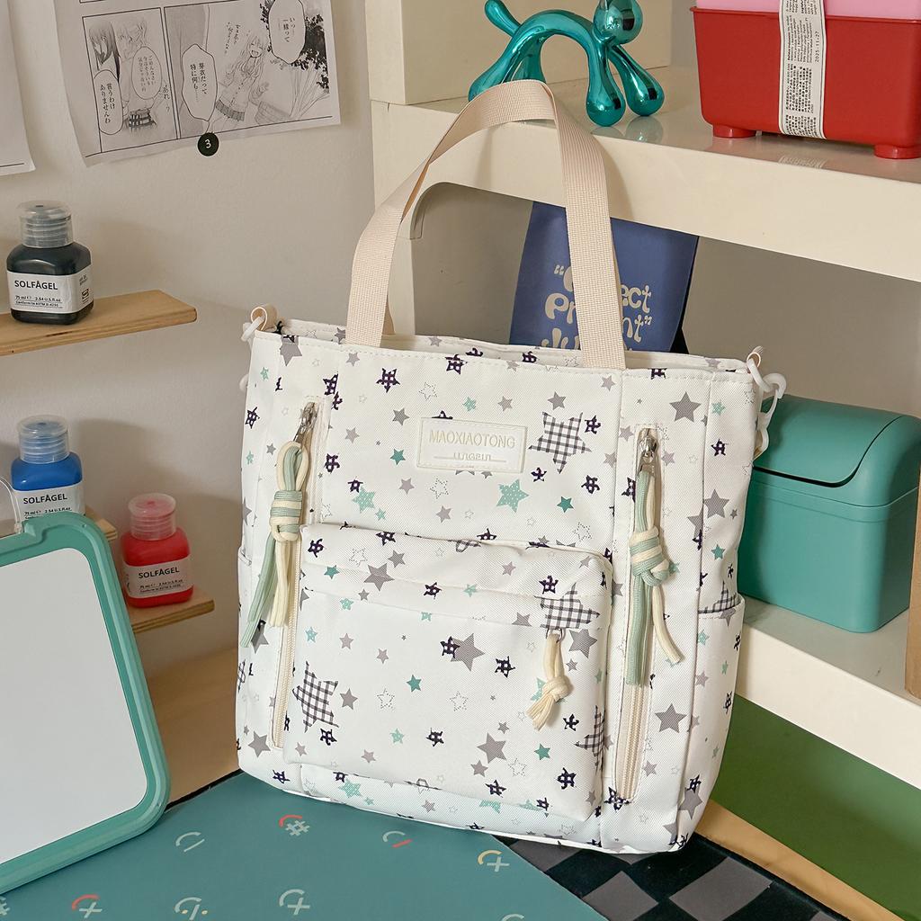 Schoolbag small fresh student schoolbag female ins cartoon star printing junior high school student large capacity backpack burden reduction spine bag