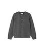 Blackbrown Wool Round Neck Knit Cardigan [Charcoal]