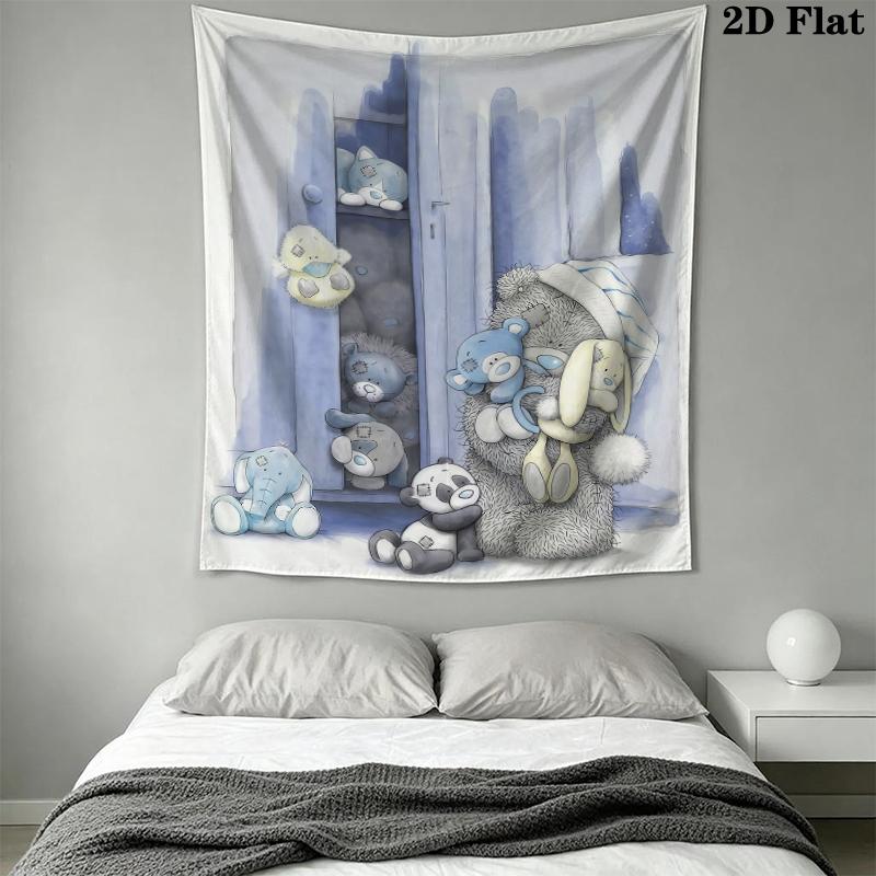 Tatty Teddy Wall Tapestry Aesthetic Wall Hanging Printed Fabric Blanket Decorative Tapestries for Bedroom Living Room Home Decor