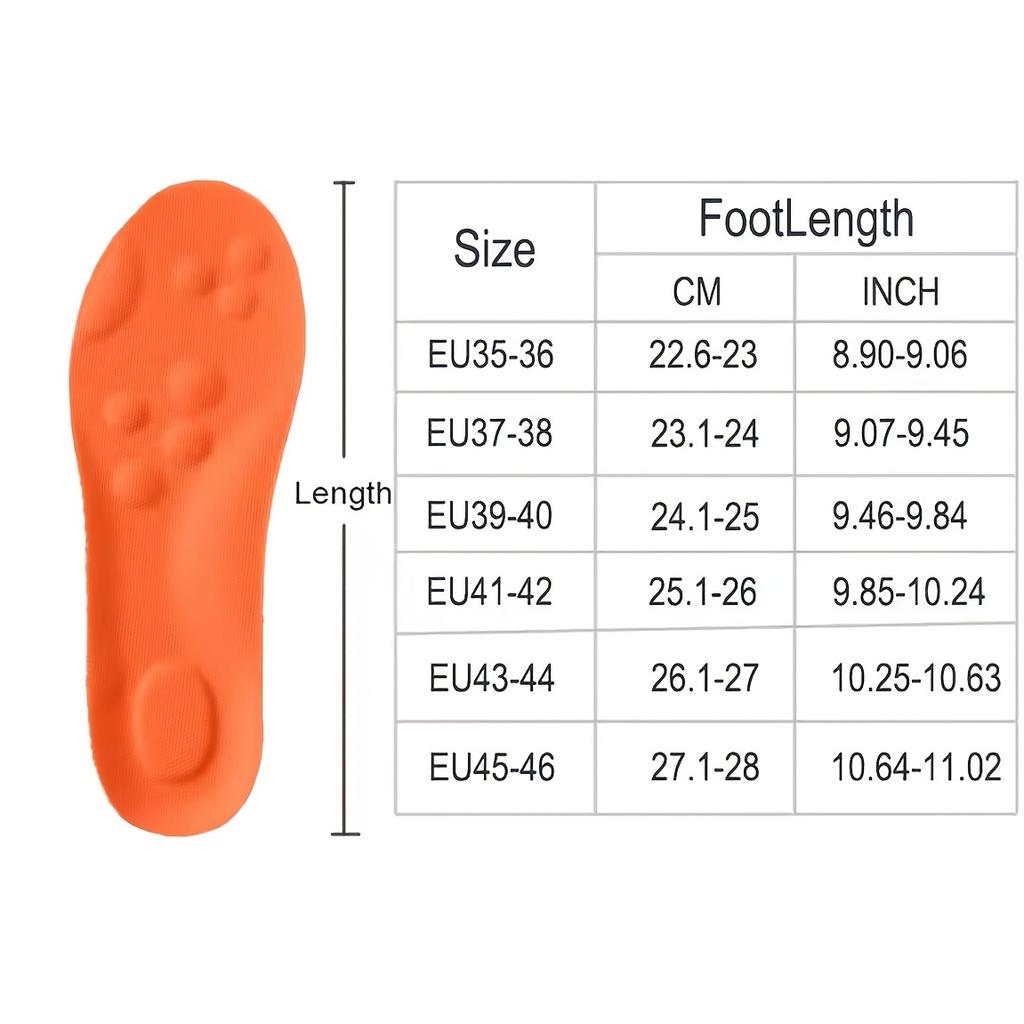 1 Pair (2pcs) 4D Sneaker Insoles, Memory Foam Soft High-elasticity Shoe Pads with Arch Support, Breathable Deodorizing Shock-absorbing Cushions