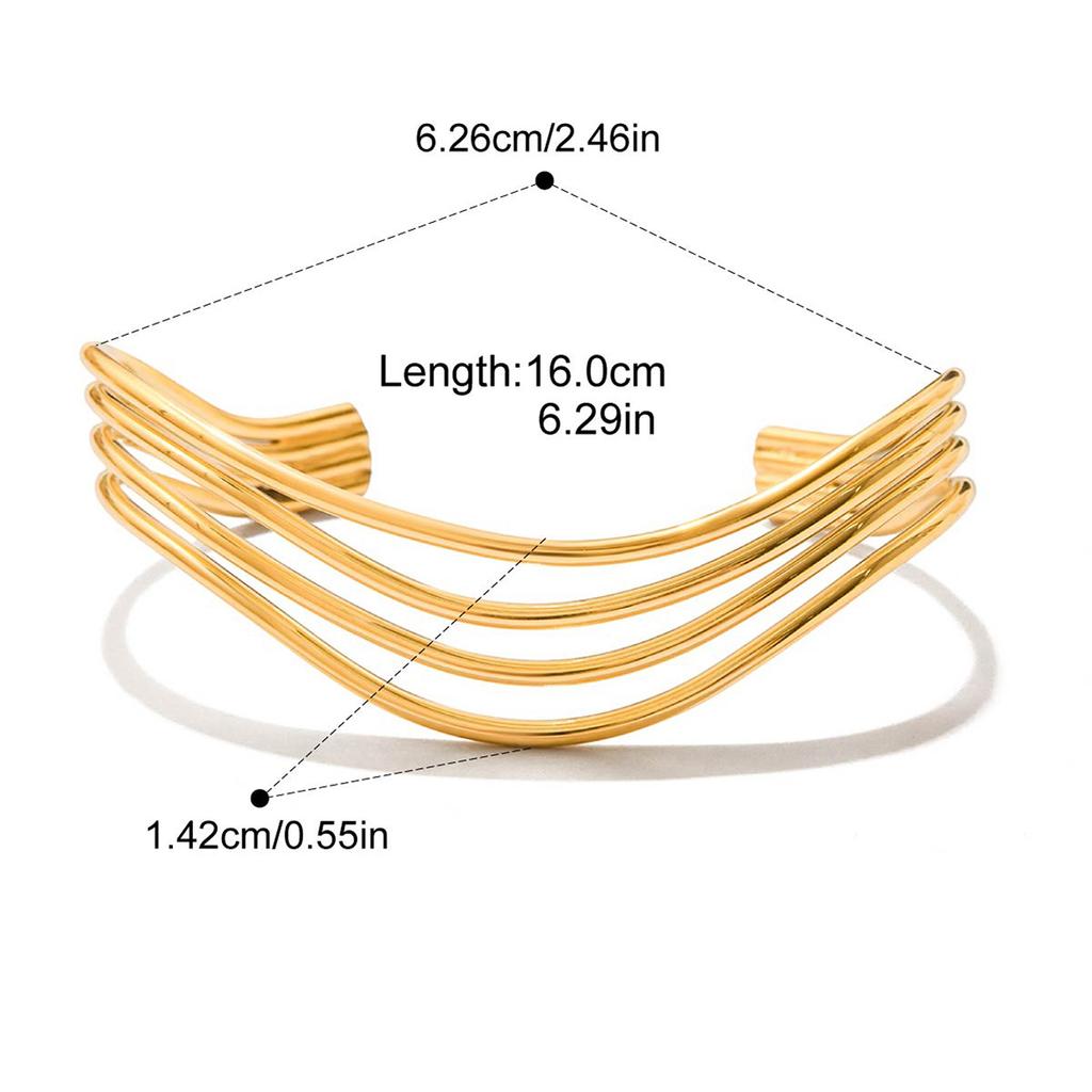  Distinctive Stainless Steel Metal Multi-layered Line Hollow Open Bracelet Bangle Fashion Women Trendy Jewelry Bijoux