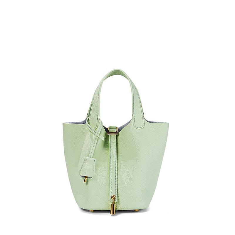 [New] High-quality First-layer Cowhide Niche Vegetable Basket Handbag Female, Genuine Leather Large-capacity High-end Bucket Bag