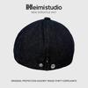 Vintage Navy Blue Denim Forward Hat Women's Cap with Top Buckle Niche Newsboy Hat Painter Hat