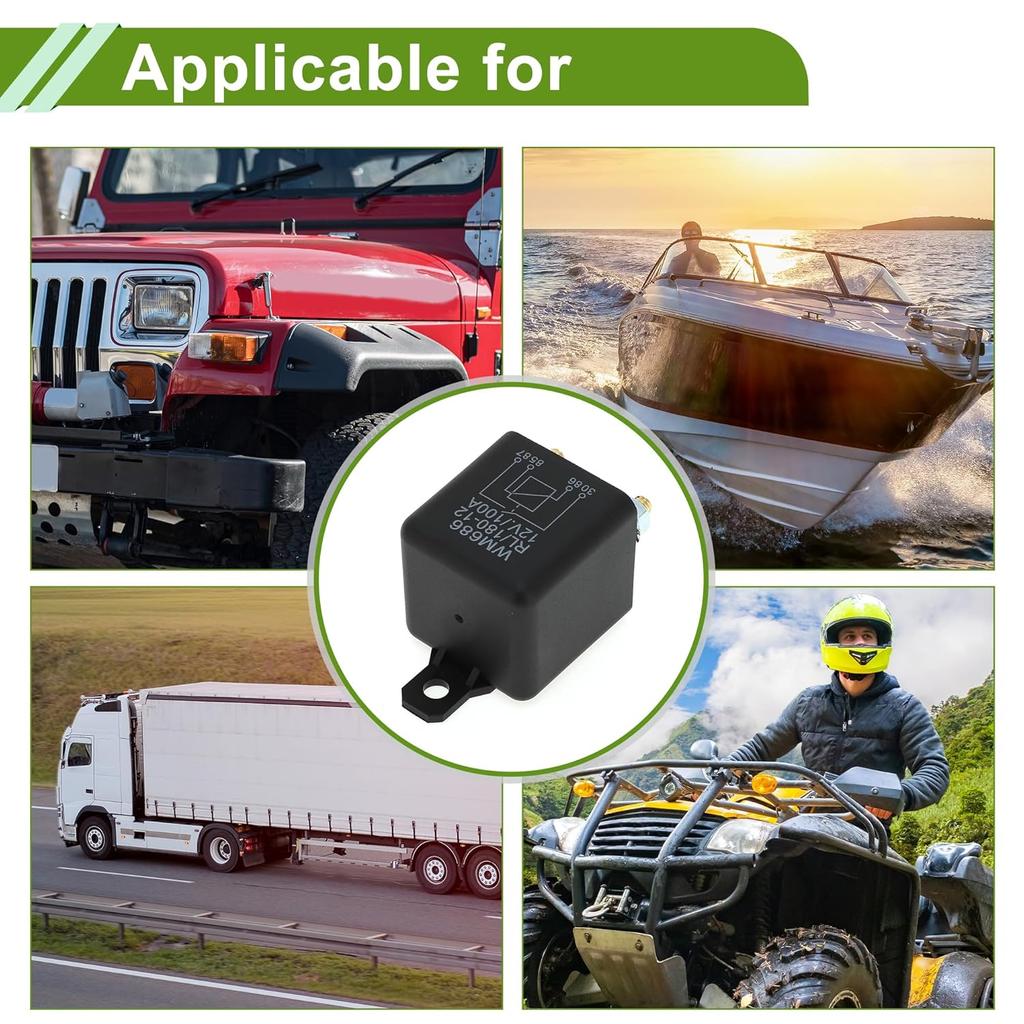 2 Pins 12V 100A Auto Relay Multi Purpose Waterproof Car Relay 1 Set Latching Relay