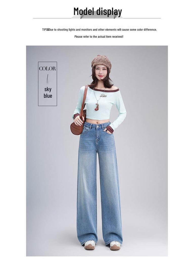 Trendy Women's 2026 Spring/Autumn Jeans: Narrow & Wide Leg, High-Grade Drape, Slimming Fit