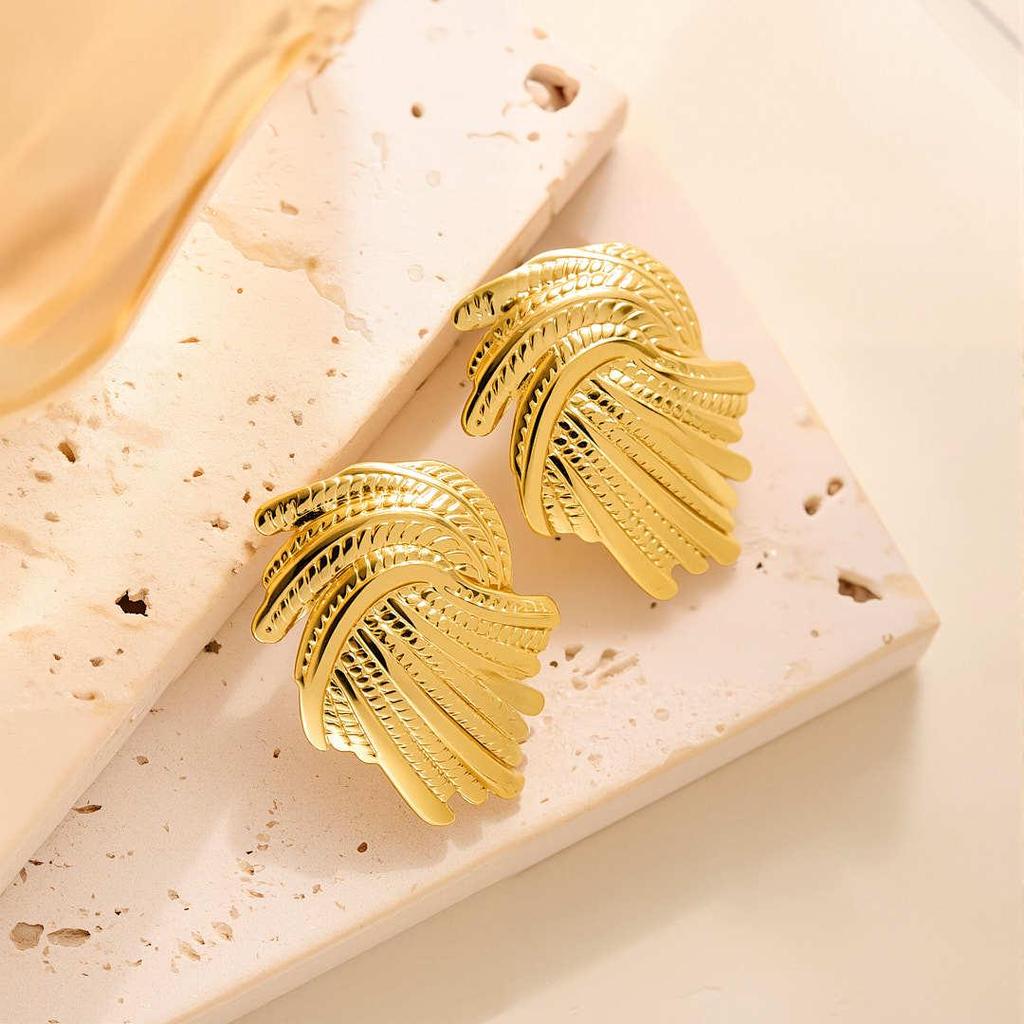 Geometric Irregular 18k Gold Titanium Steel Earrings for Women