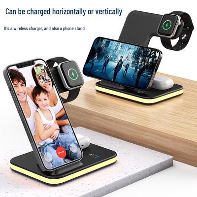 3-in-1 Foldable Magnetic Wireless Charger: 15W Stand for Watch & Earbuds