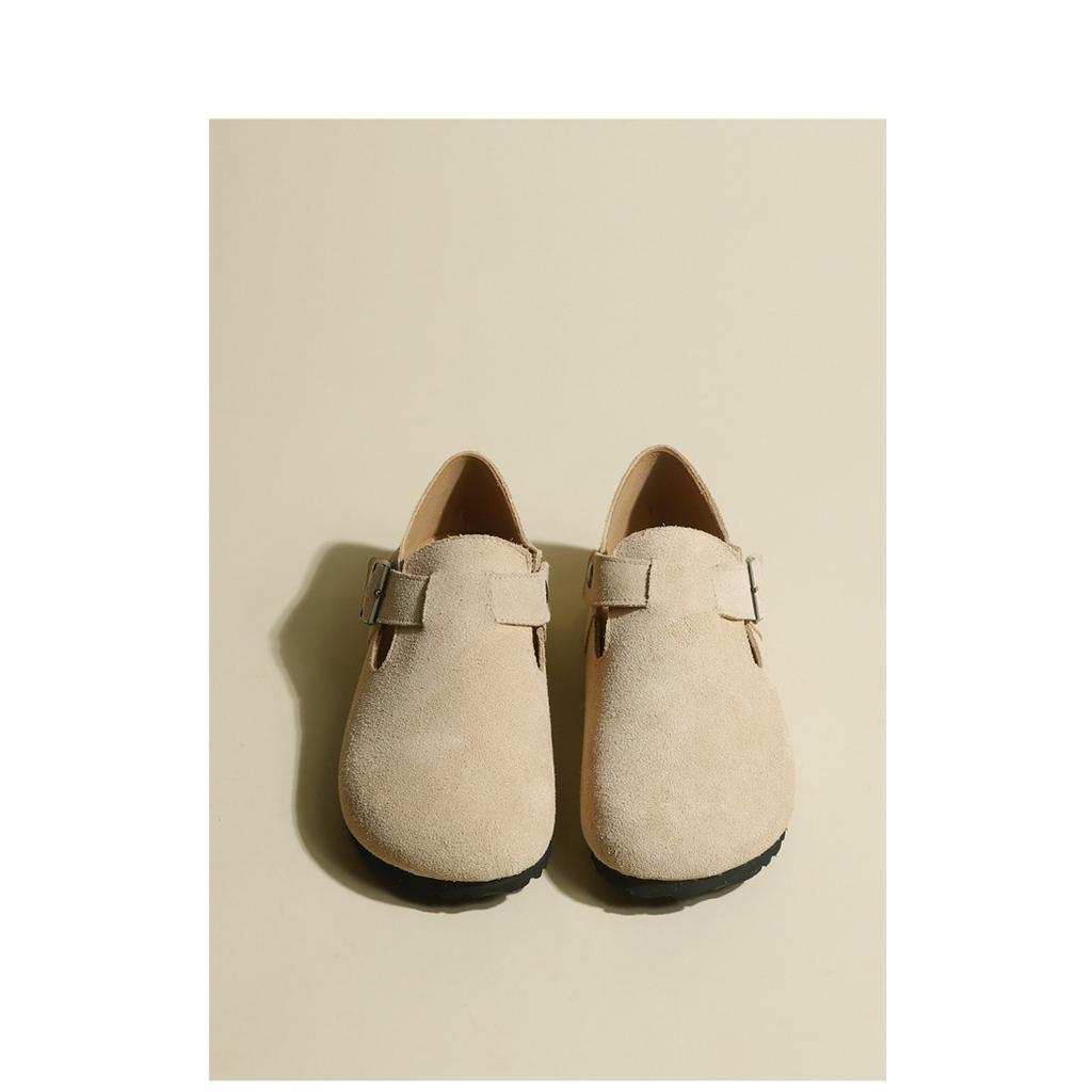 [Ziyan] Single shoes, matte real soft leather retro Boken shoes, women's one-pedal casual shoes, flat-soled Doudou shoes