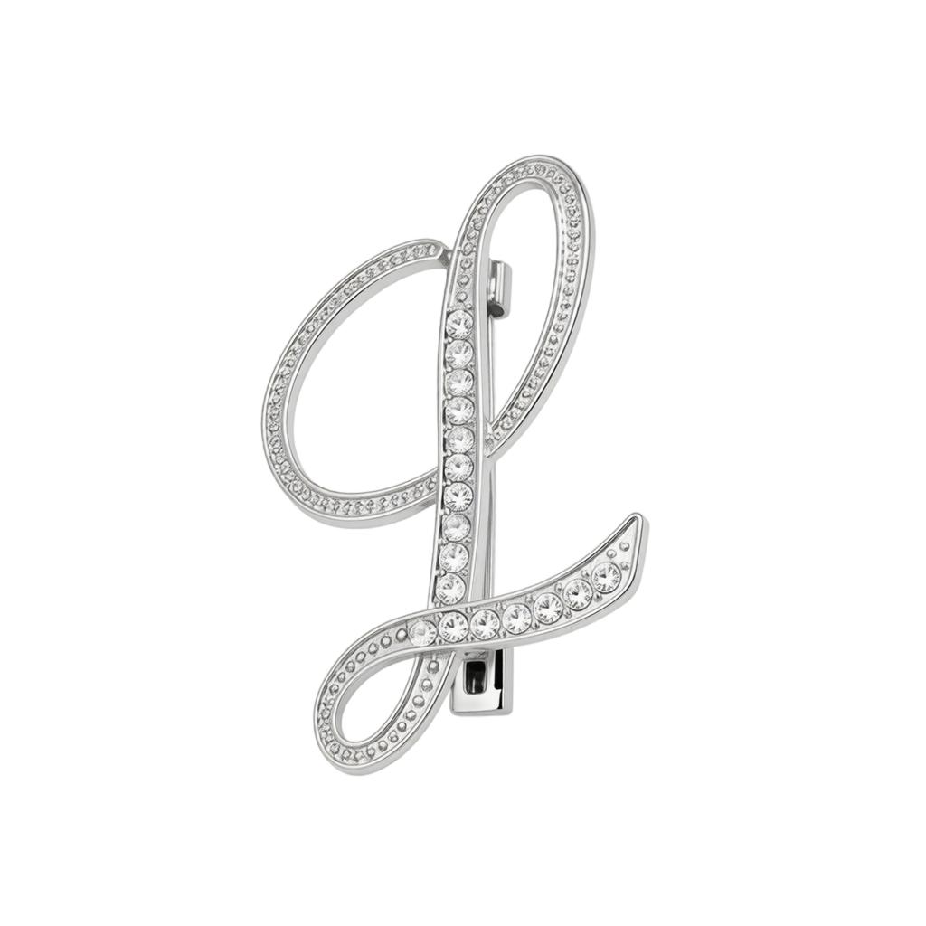 Alloy Letter Brooch with Embedded Crystals Elegant Alphabet Pin Suitable for Formal and Casual Wear Stylish Metal Letter Accessory
