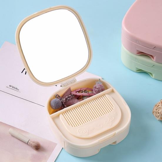 Travel Jewelry Case with Mirror And Comb Portable Compartmented Jewelry Storage Box Mini Jewelry Organizer for Women Earrings Small Accessories