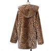 Winter Faux Fur Coat Hooded Leopard Print Luxury Warm Women Jackets Women's Coats Fashion Jacket