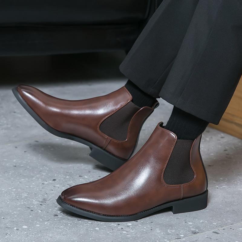 22 autumn and winter new high-top leather shoes British casual cycling boots hair stylist Chelsea leather boots 38