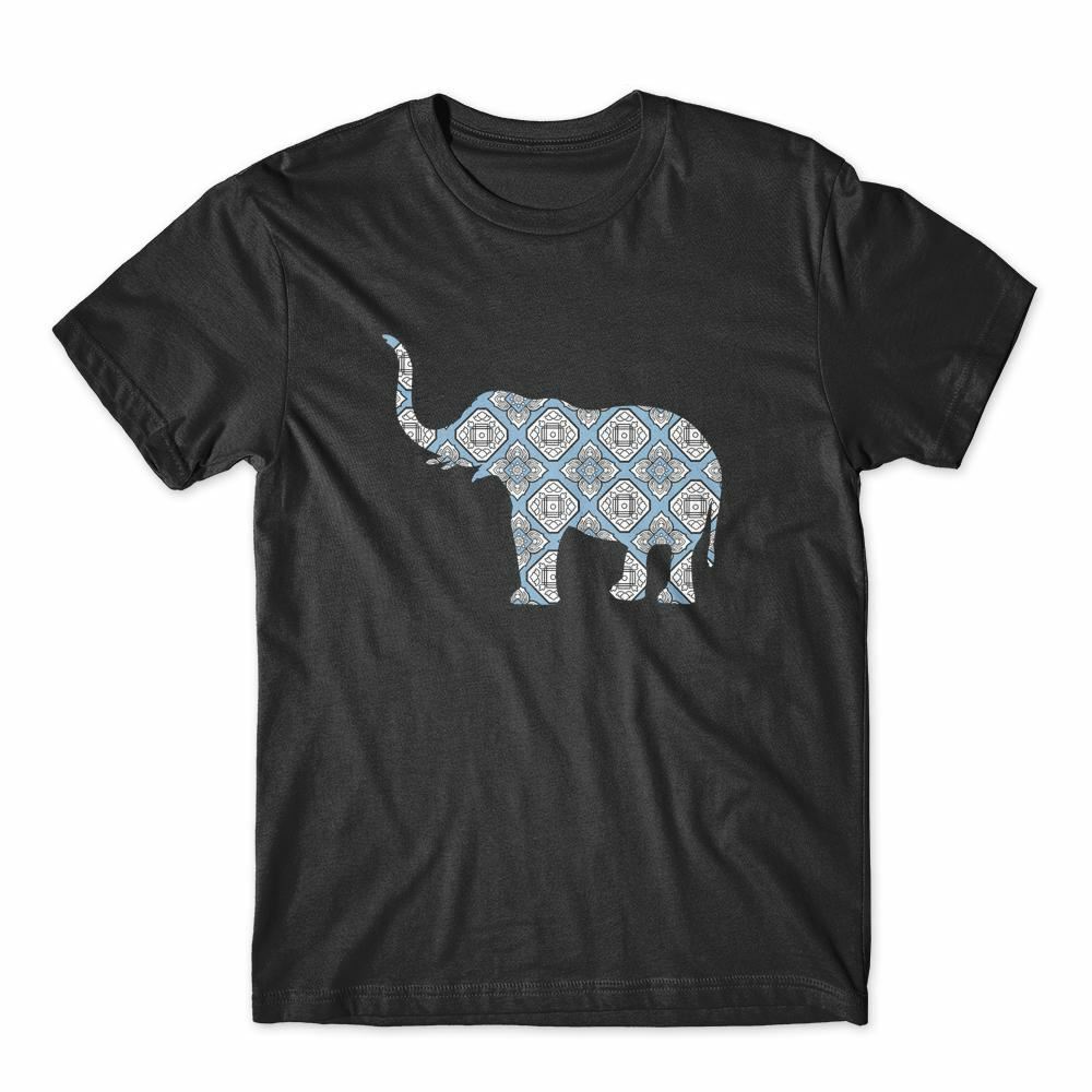 

Elephant Blue Ornament T-Shirt 100% Cotton Premium Tee NEW S