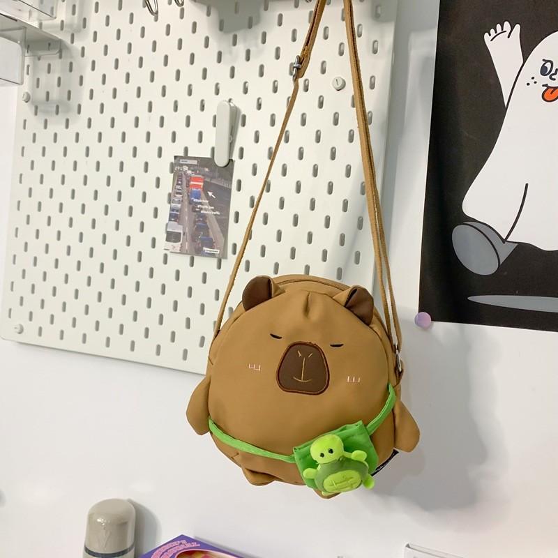 Capybara Small Shoulder Bag With Nylon Material And Zipper Closure For Casual Travel