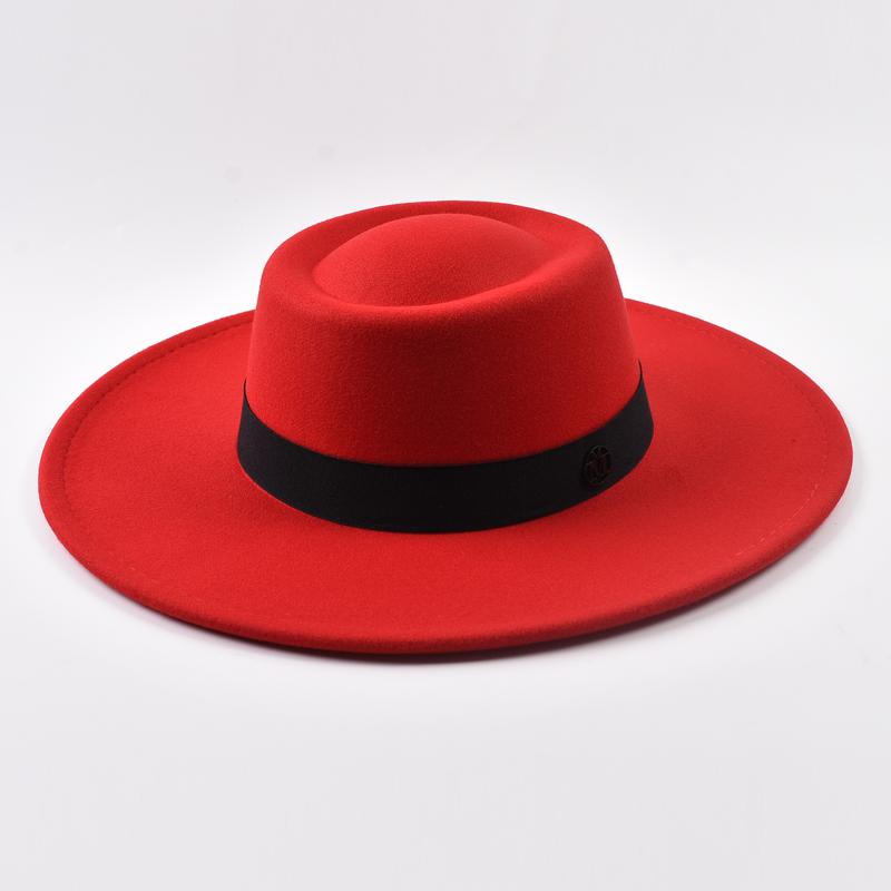 Britischer Stil Filz Fedora Hut Mode 9,5 cm breite Krempe Woll-Bowler Hut Kleid Hut Winter Kirche Jazzmützen chapeu feminino