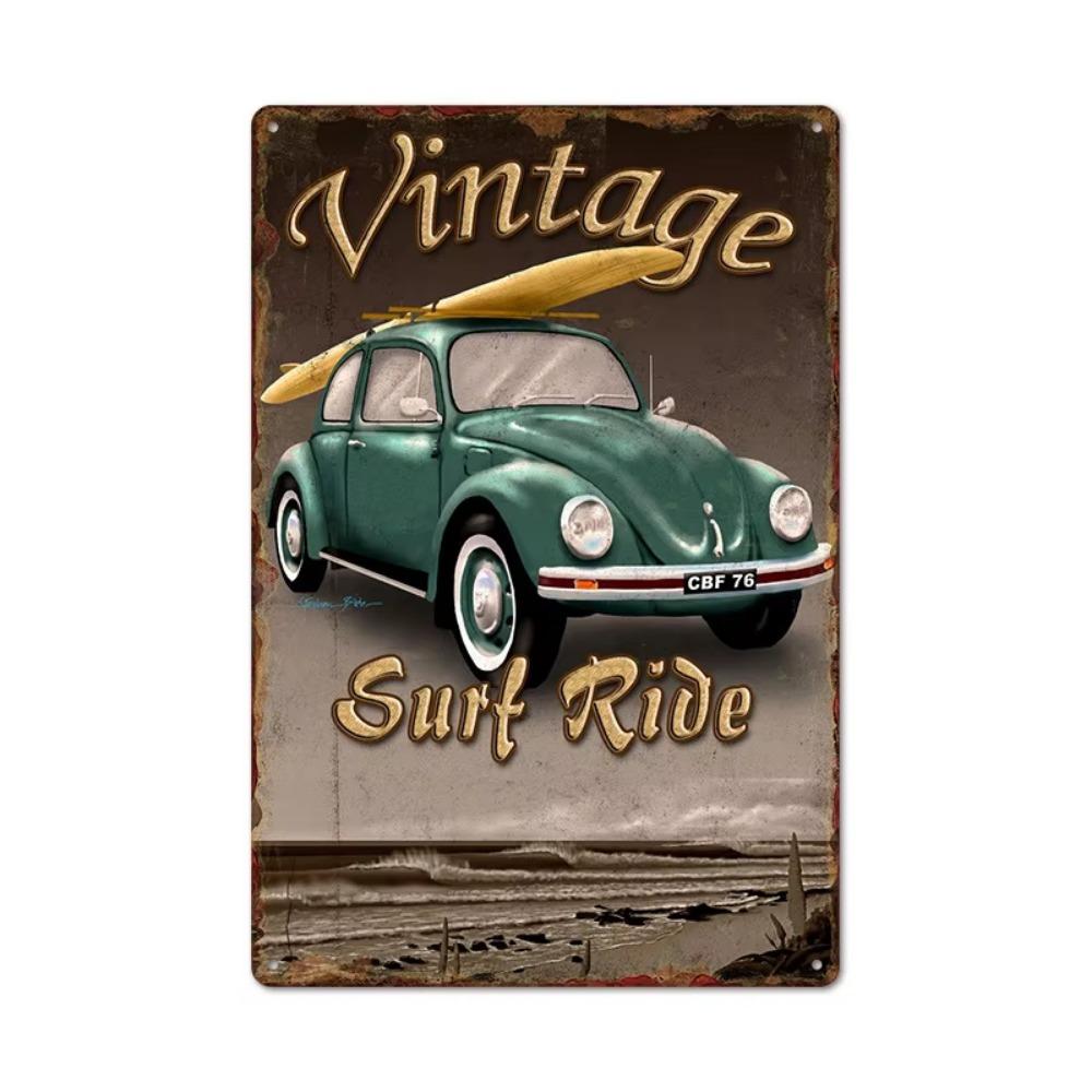 Vintage Tin Art of Summer Surfboards: Ideal for American Bar Backdrops and Home Decor Wall Murals
