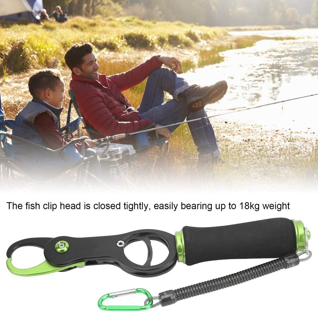 Aluminum Fish Grip, High-Density EVA Material Handle Grip with High Elasticity Hanging Rope and Carabiner, for Home Use (Green)