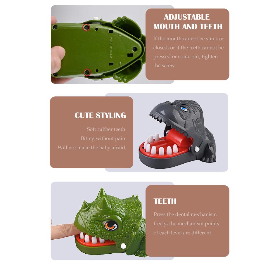 Dinosaur Teeth Biting Finger Toys, Dentist Tabletop Board Tricky Game Random Mechanism Gifts for Boys and Girls Color Random