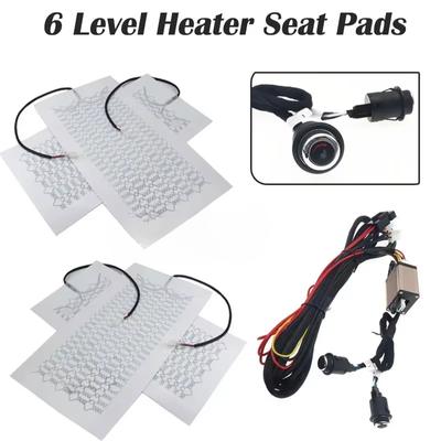 12V Evrensel 2 Koltuk 4 Ped 6 Seviye Yuvarlak Anahtar Karbon Fiber Araba Isıtmalı Isıtma Isıtıcı Koltuk Pedleri Kış Isıtıcı Koltuk Kılıfları
