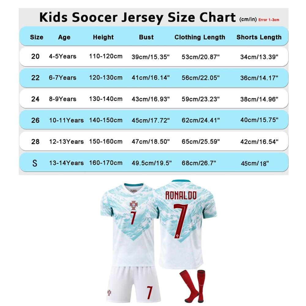 YSHT Portogallo Ronaldo Set Maglia da Calcio per Bambini Bianco Uniforme Sportiva per Giovani