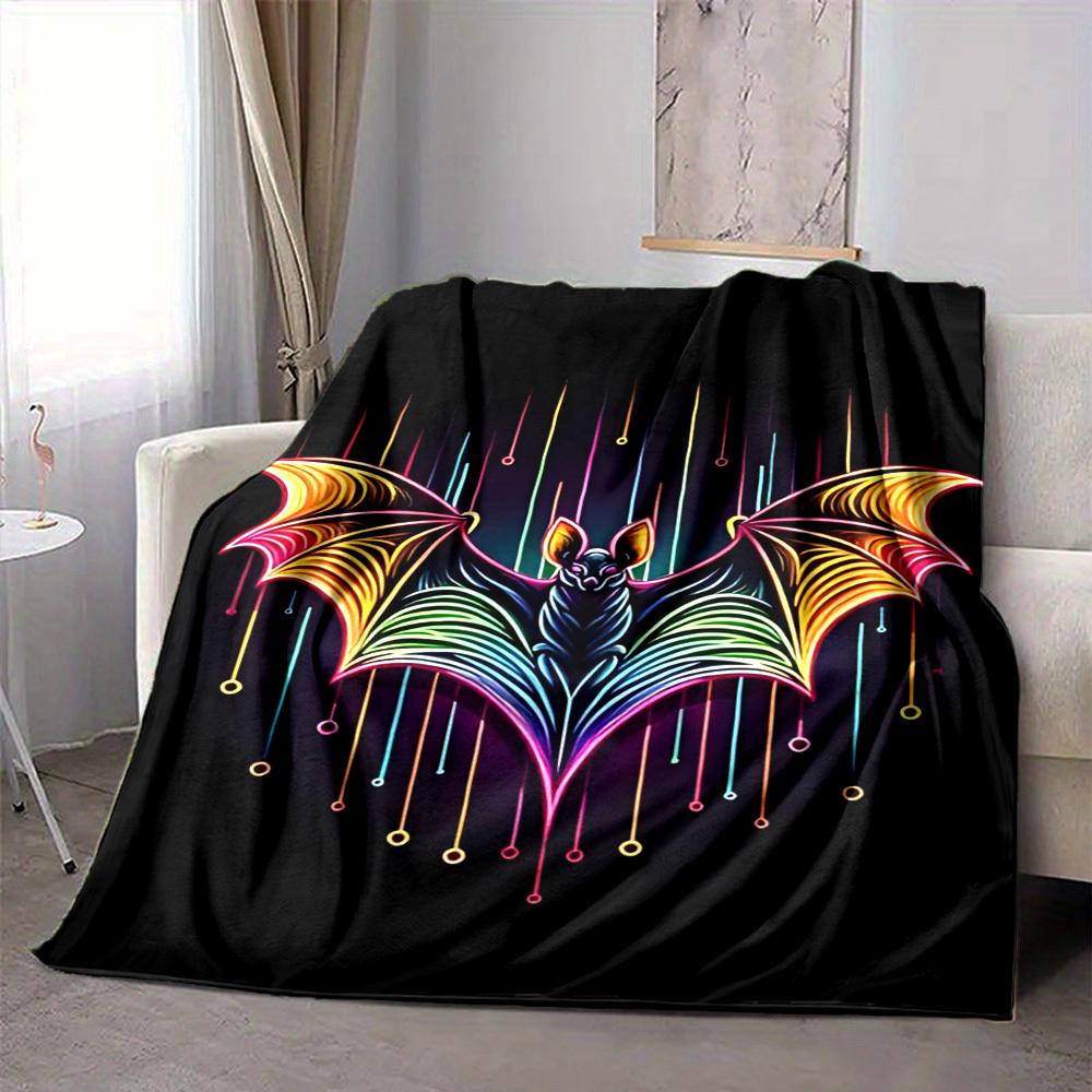 1PC Neon Bat Print Blanket, Throw For Sofa, Bed, Travel, Printing Blanket With Soft And Warm Fabric yy250918140