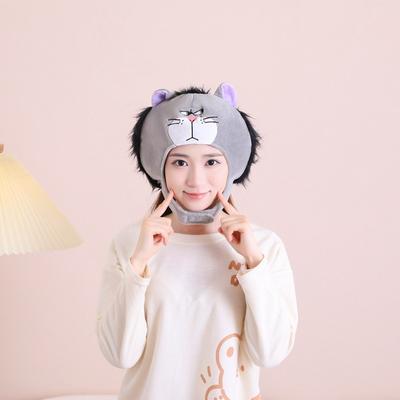 Short Expression Strange Cat Hood Hat, Plush Hood, Photo Props, Cartoon Hood, Performance Props