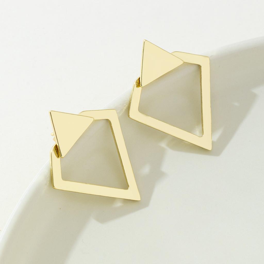 Minimalist Double-Layer Rhomboid Triangle Detachable Triangles Stud Earrings for Women Fashion Jewelry Party Gifts