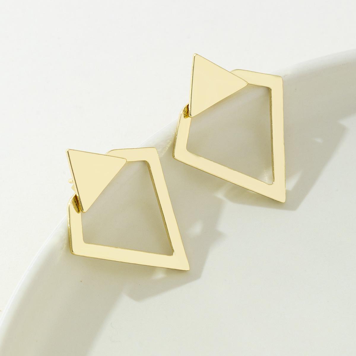 

Minimalist Double-Layer Rhomboid Triangle Detachable Triangles Stud Earrings for Women Fashion Jewelry Party Gifts